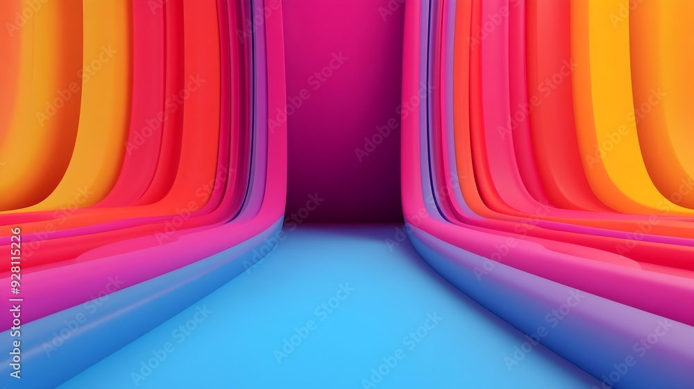 Aufkleber vivid colorful abstract 3d digital artwork with geometric patterns and fluid shapes