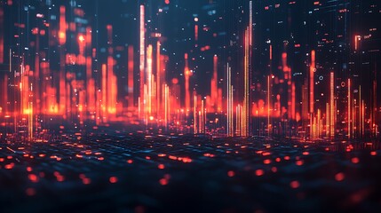 A 3D stock market graph with glowing upward trends, representing financial growth