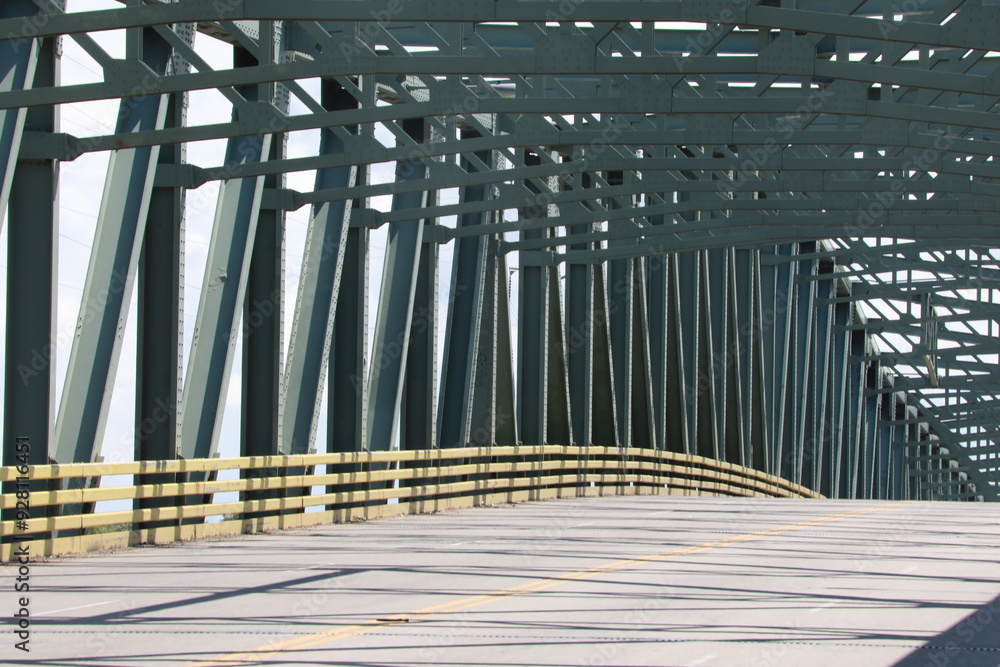 Wall mural Truss type bridge with roadway