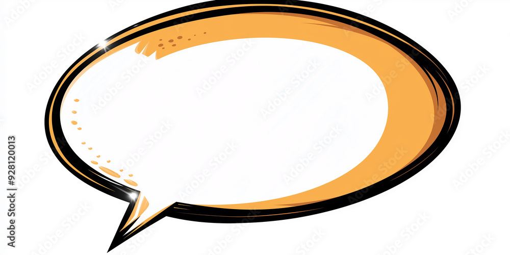 Poster orange thought bubble with black outlines is waiting for your text