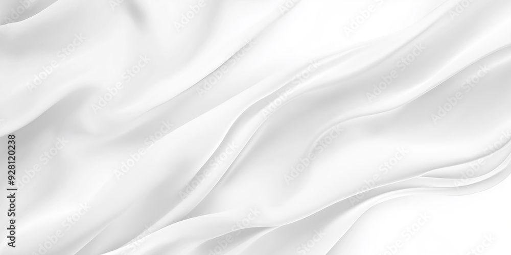 Poster abstract white satin fabric flowing creating soft waves