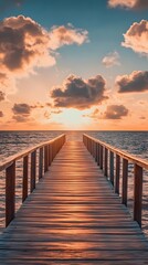 a Calm Pier Leading to a Peaceful Ocean Sunrise