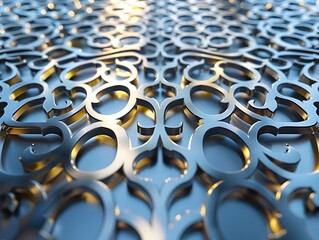 Obraz premium Mesmerizing Metallic Mosaic A Refined 3D Rendered Pattern of Lacquered Sheen