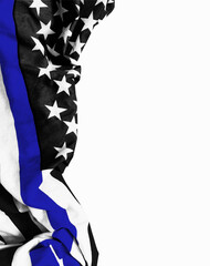 An American flag symbolic of support for law enforcement,usa flag border isolated on white background