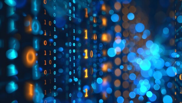 Abstract Binary Code with Bokeh Lights