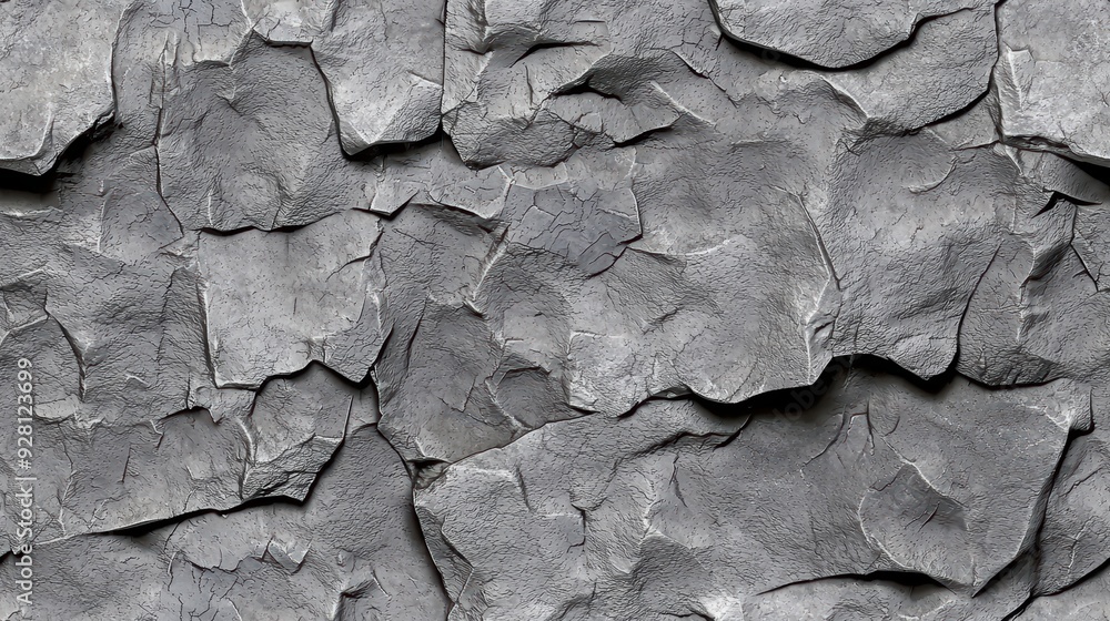 Poster close-up of rough grey stone surface with cracks and textures suitable for background