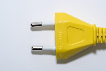 Yellow cable plug in close up