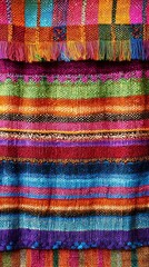 Obraz premium Vibrant textile pattern featuring colorful stripes in a variety of hues, perfect for adding a lively touch to any design.