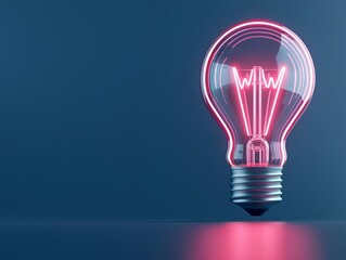 Fototapeta premium Neon lightbulb floating above a futuristic cityscape, representing innovation and a bright future, surrounded by motivational quotes