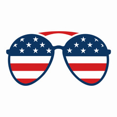 USA Flag Sunglasses, Flag Aviator Sunglasses Vector Illustration, American Flag Glasses for Independence Day,