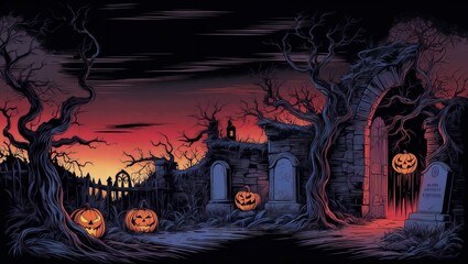 Haunted Graveyard at Twilight