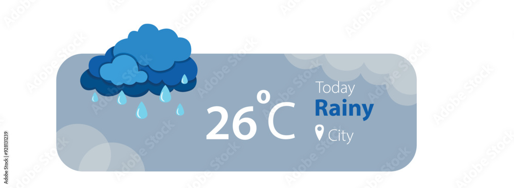 Wall mural rainy weather forecast widget application template