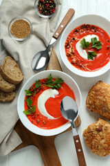 Tomato soup, concept of healthy food, healthy nutrition