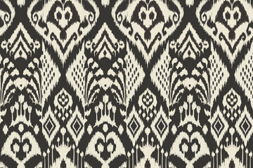 Ikat seamless pattern, geometric design, motif ethnic handmade, Ikat ethnic tribal, boho colors seamless wallpaper. Ethnic Ikat abstract background art, greeting cards, printing products