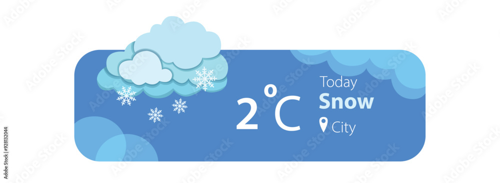Wall mural snowy weather forecast widget application template