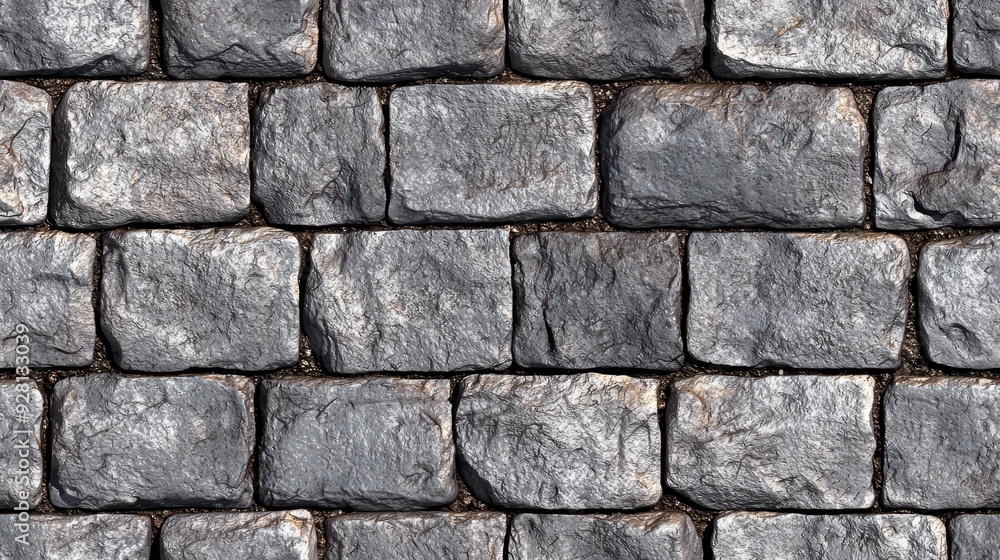 Poster detailed close-up of rustic stone wall showing texture and patterns in natural gray tones