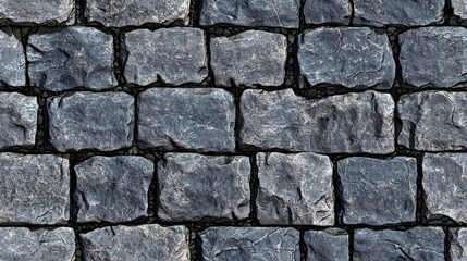 Fototapeta premium Close-Up View of Grey Stone Brick Wall Texture with Rough Surface