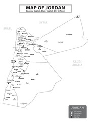 Obraz premium Geography politics map of countries. Map of country with capital, state capital and major city.