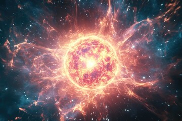 Fototapeta premium Fiery Star in a Cosmic Nebula