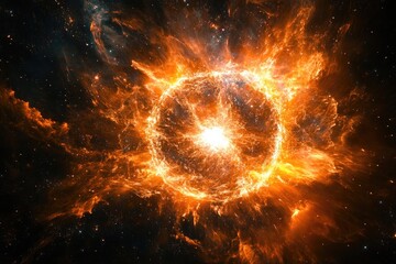 Fototapeta premium Fiery Cosmic Explosion in a Star-Filled Galaxy