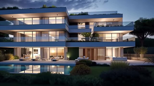 Luxurious residential development with pool