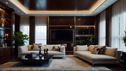 Fototapeta premium living room with fireplace