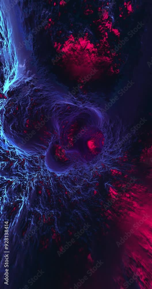Canvas Prints loop abstract extraterrestrial tunnel in dark purple and red colors.