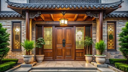 Traditional Chinese-Style House Entrance.