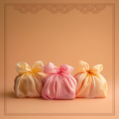 Chuseok, Korean traditional holiday template with a present beautifully wrapped with a pastel wrapping cloth, with an elegant and luxurious feel