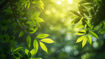 Serene Natural Greenery Backdrop with Subtle Sunlight Filtering, Calming Nature-Inspired Scene