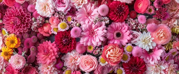 A Vibrant Array of Pink, Red, and White Flowers