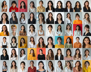 Obraz premium The image captures the essence of modern women through a diverse group, showcasing their distinct styles and confident expressions against varied backgrounds.