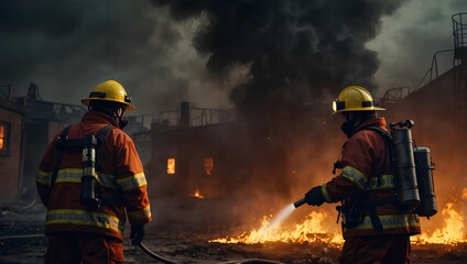 Naklejka premium fireman at work