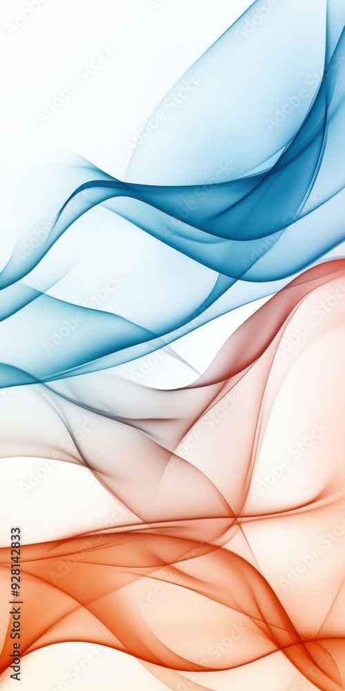 Poster beautiful abstract waves of blue and red colors flowing gracefully, creating a serene and artistic b