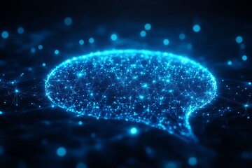 Abstract Blue Network with Speech Bubble.