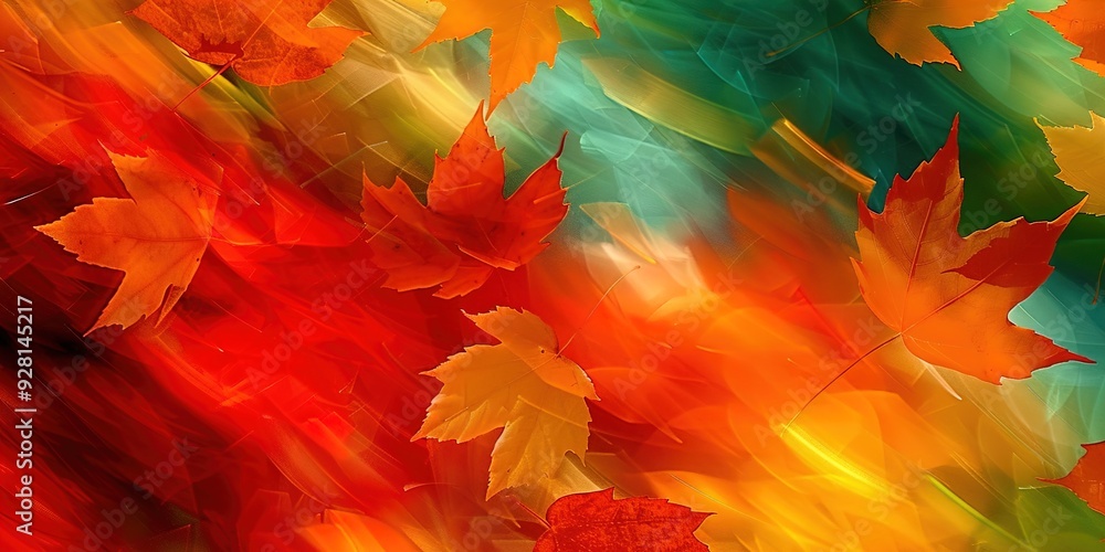 Sticker autumn leaves background