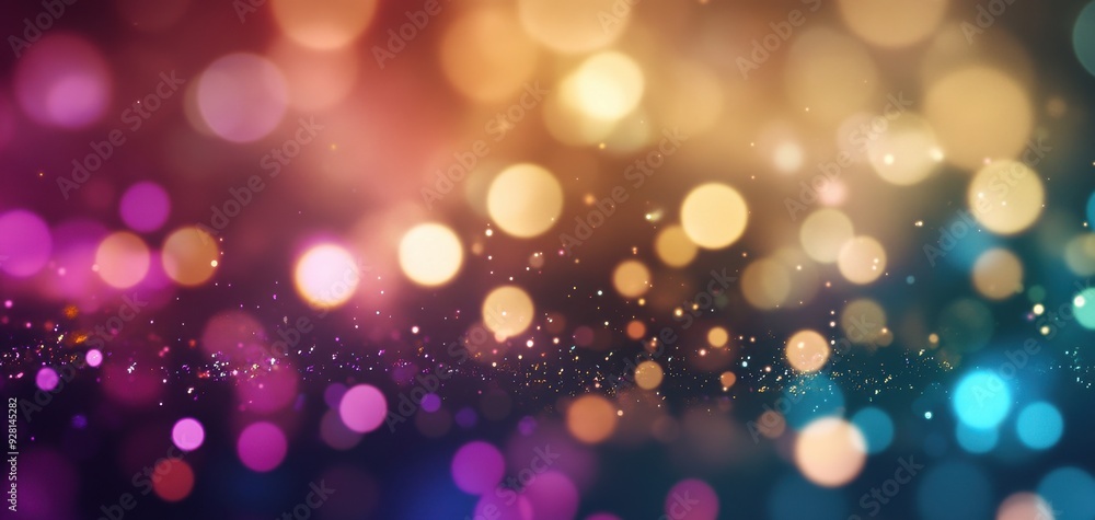 Poster vibrant abstract bokeh background with colorful light spots creating a dreamy and festive atmosphere