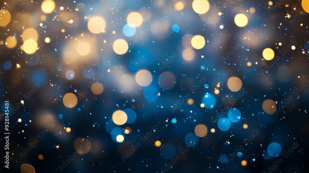 Canvas Prints This image features a captivating abstract bokeh background with a blend of warm gold and cool blue lights, symbolizing joy, celebration, hope, and a sense of wonder.