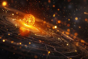 Obraz premium The science of nocturnal solar systems focuses on the study and mapping of star arrangements and the intricate dynamics of solar systems visible at night.