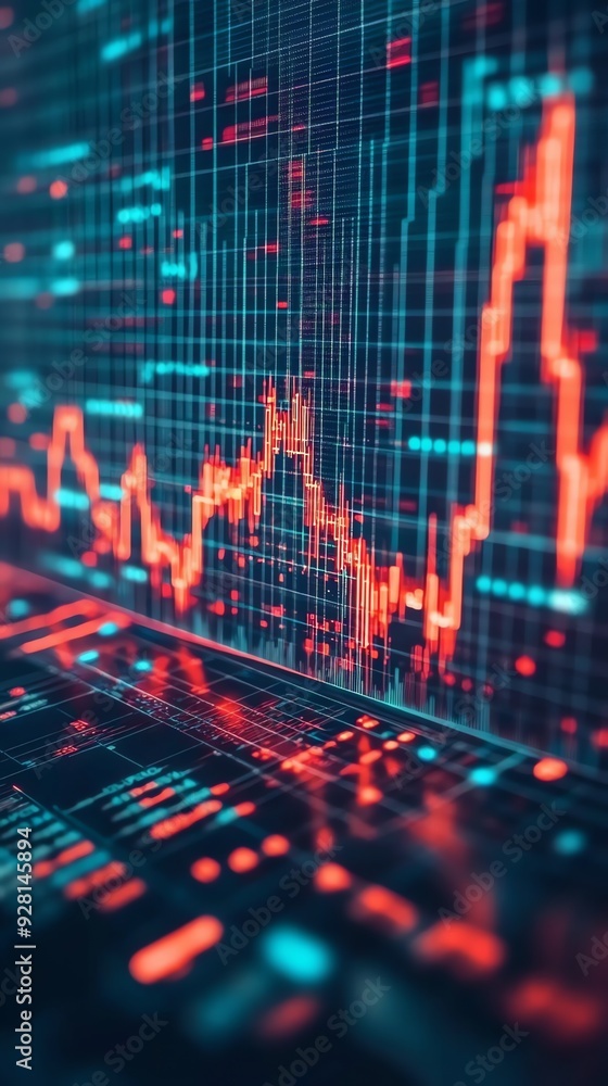 Aufkleber abstract digital financial chart with a rising trend.
