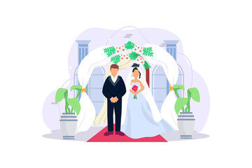 Wedding Couple Flat Illustration Design