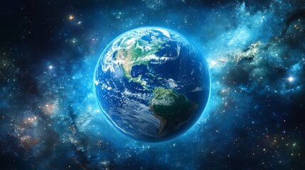 Fototapeta premium A vibrant blue planet Earth in the vastness of space.