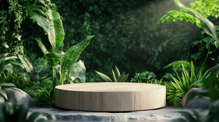 Wooden 3D mock up for placing cosmetics.