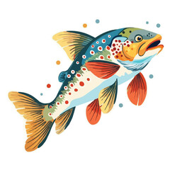 Fototapeta premium happy cartoon Trout fish vector