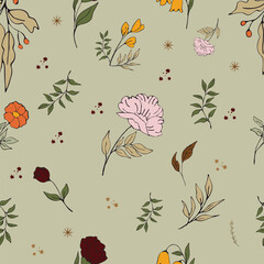  Ethnic floral seamless pattern. floral pattern,pattern, berries pattern, beautiful festive pattern.