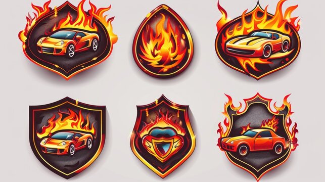 Four Fire Emblems on a Sports Car