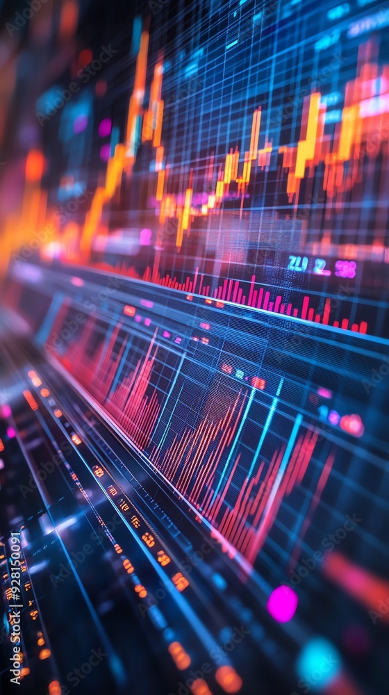 Poster abstract stock market data display.