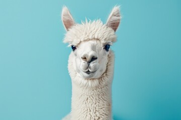Obraz premium Llama on blue background