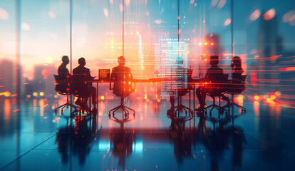 The room is lit with a blue light, giving it a futuristic feel by AI generated image