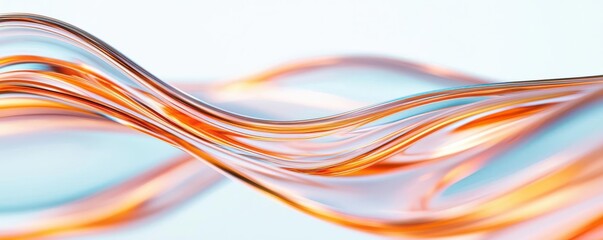 Abstract fluid forms with a glass-like transparency, catching and reflecting light in unique ways,